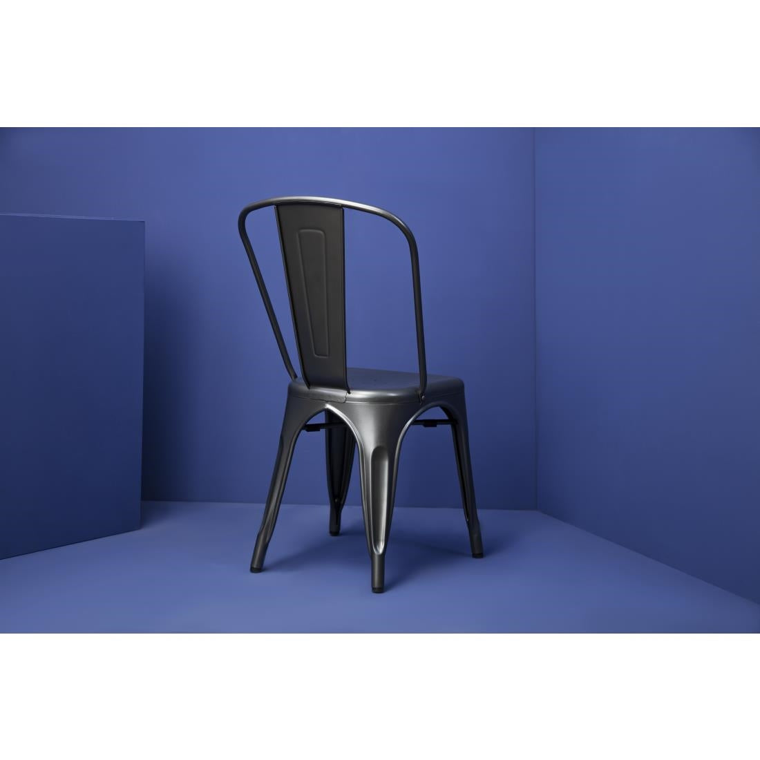 Bolero Gun Metal Grey Steel Bistro Side Chair (Pack 4)