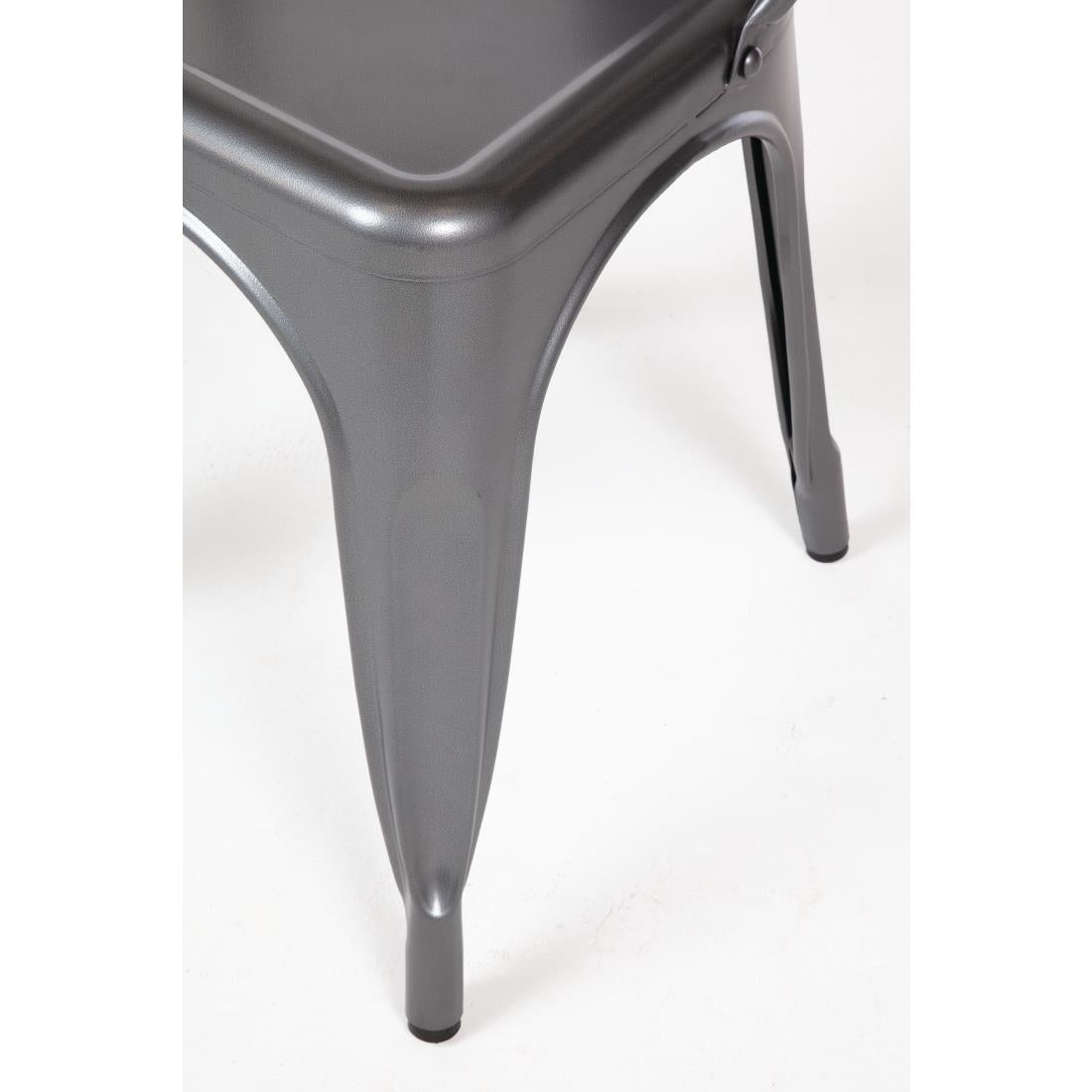 Bolero Gun Metal Grey Steel Bistro Side Chair (Pack 4)