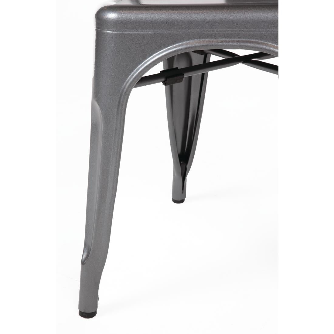 Bolero Gun Metal Grey Steel Bistro Side Chair (Pack 4)