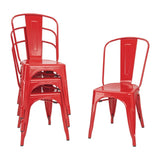 Bolero Red Steel Bistro Side Chair (Pack 4)