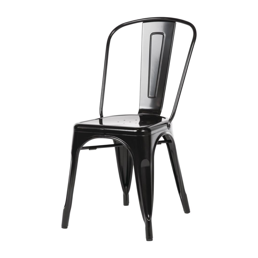 Bolero Black Steel Bistro Side Chair (Pack 4)