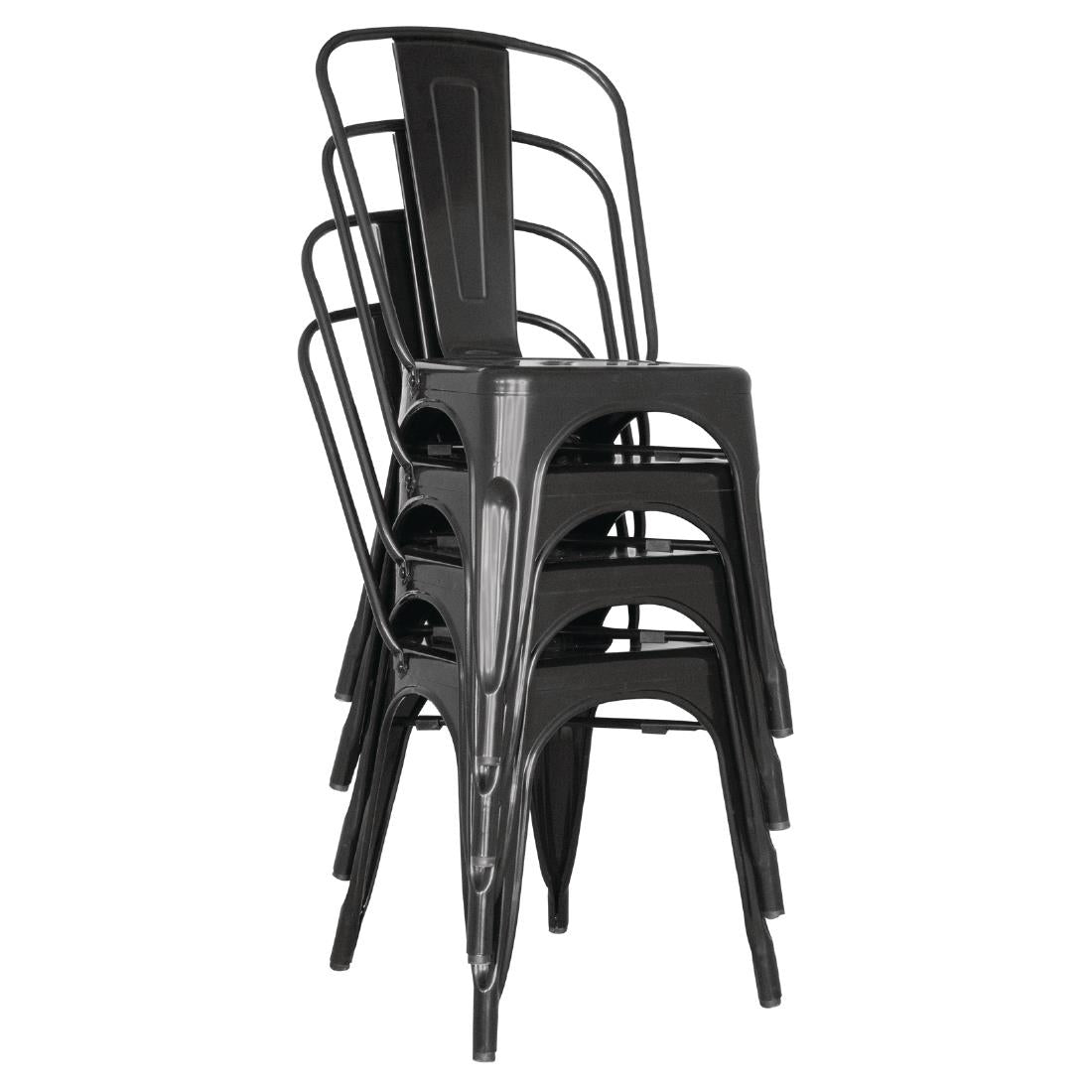 Bolero Black Steel Bistro Side Chair (Pack 4)