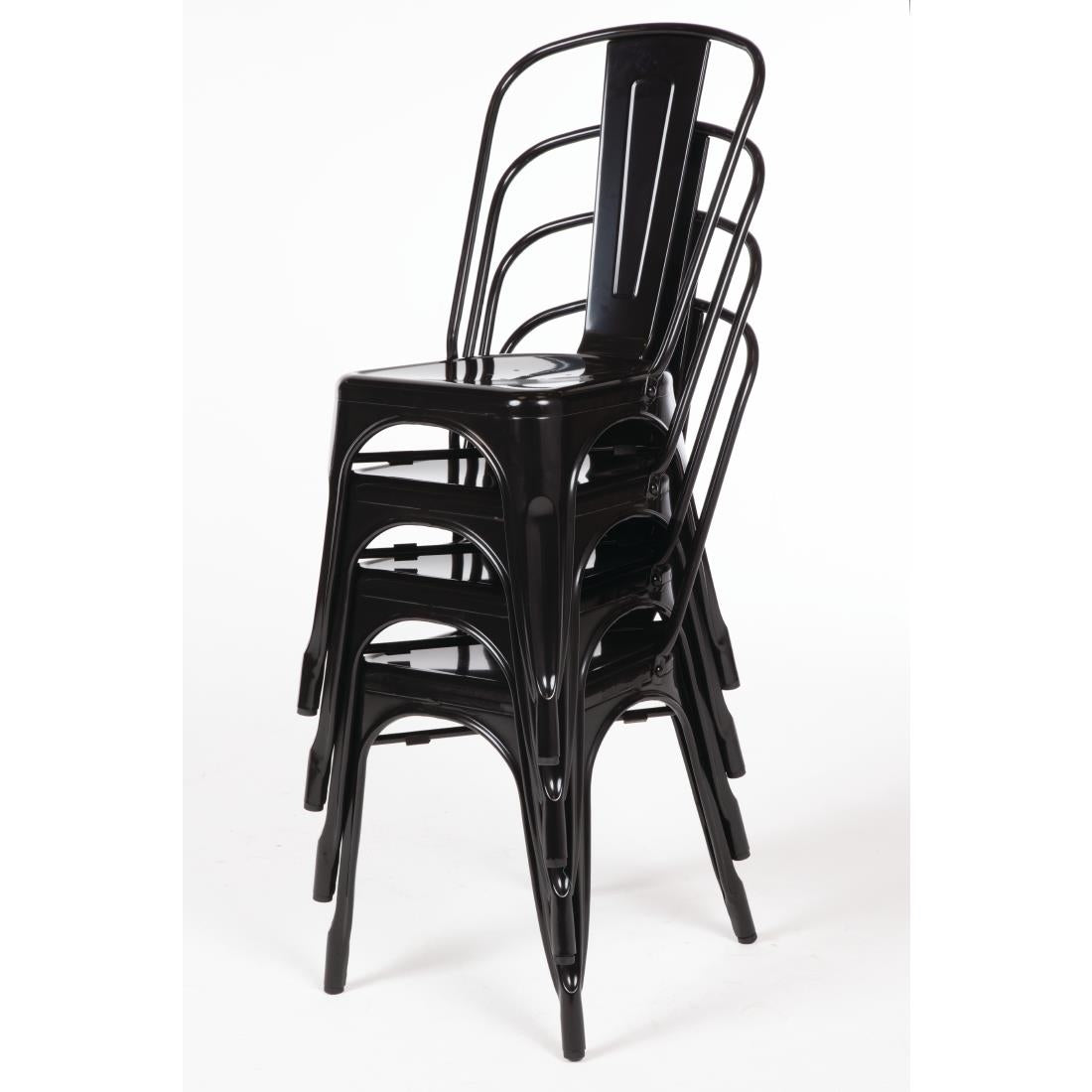 Bolero Black Steel Bistro Side Chair (Pack 4)