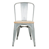 Bolero Steel Dining Sidechair with Wood Seatpad (Galvanised) (Pack 4)