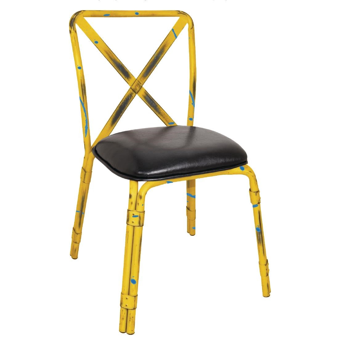 Bolero Steel Chair (Antique Yellow) with Black PU Seat (Pack 4)