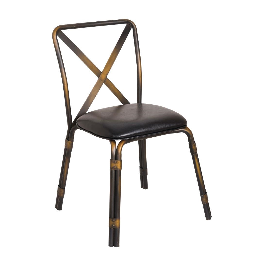 Bolero Steel Chair (Antique Copper) with Black PU Seat (Pack 4)