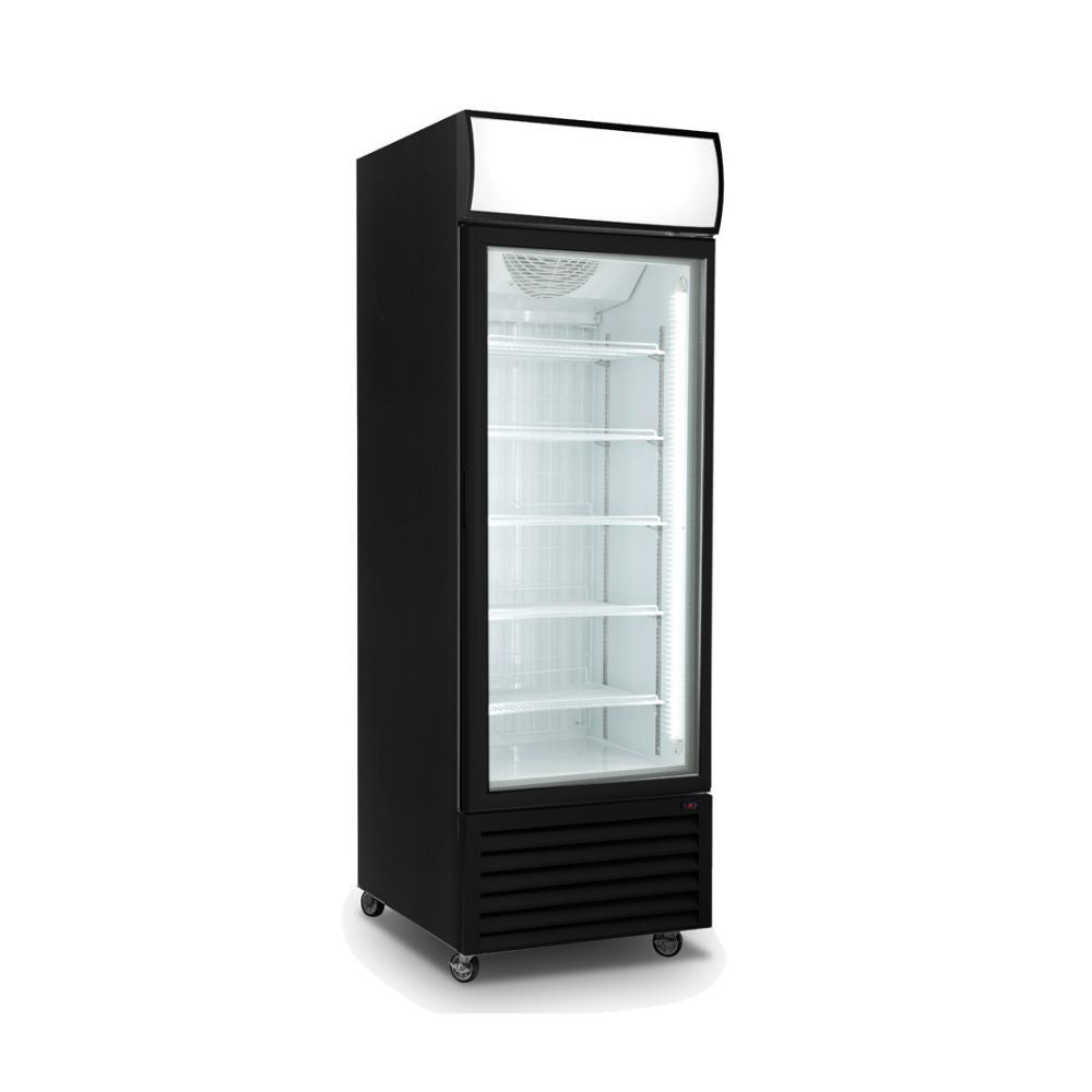 Thermaster 540L Single Glass Door Black Colourbond Upright Drink Fridge LG-540BP